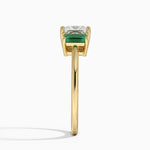 Luxe Rhiannon Three Stone Lab Emerald Ring Yellow Gold 18k Princess Engagement Ring