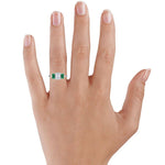 Luxe Rhiannon Three Stone Lab Emerald Ring Platinum Engagement Ring