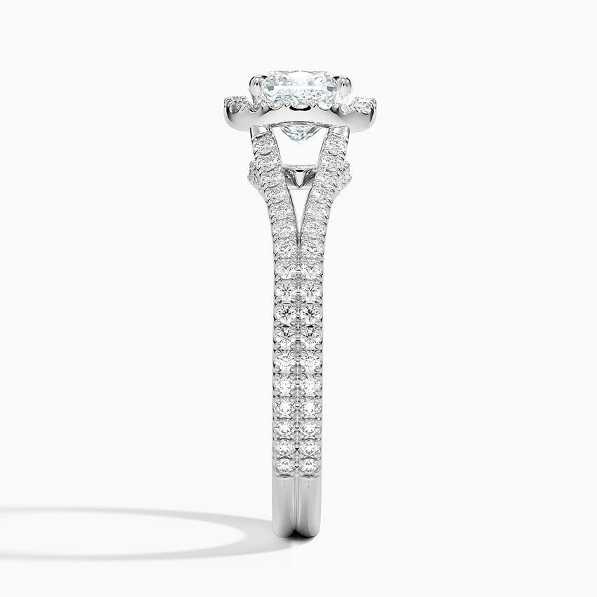 Fortuna Halo Diamond Ring (1/2 ct. tw.) Platinum Cushion Engagement Ring