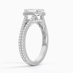 Fortuna Halo Diamond Ring (1/2 ct. tw.) Platinum Emerald Engagement Ring