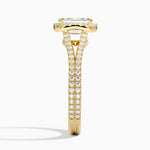 Fortuna Halo Diamond Ring (1/2 ct. tw.) Yellow Gold 18k Emerald Engagement Ring