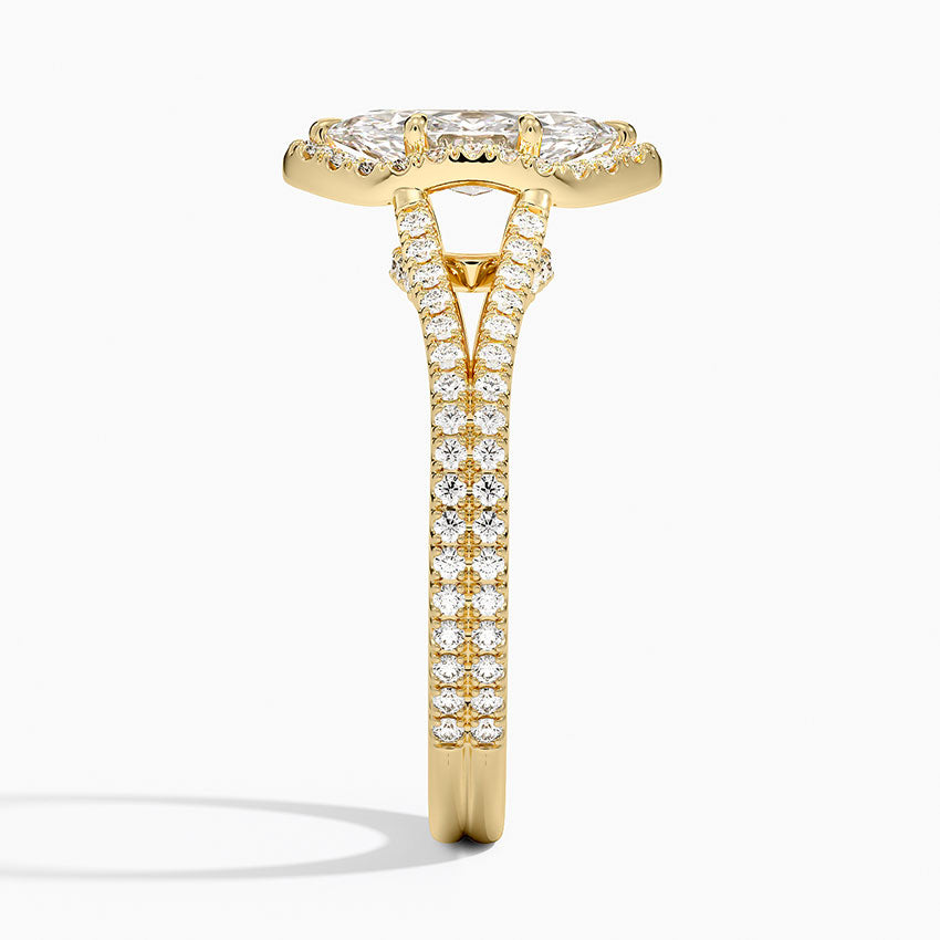 Fortuna Halo Diamond Ring (1/2 ct. tw.) Yellow Gold 18k Marquise Engagement Ring