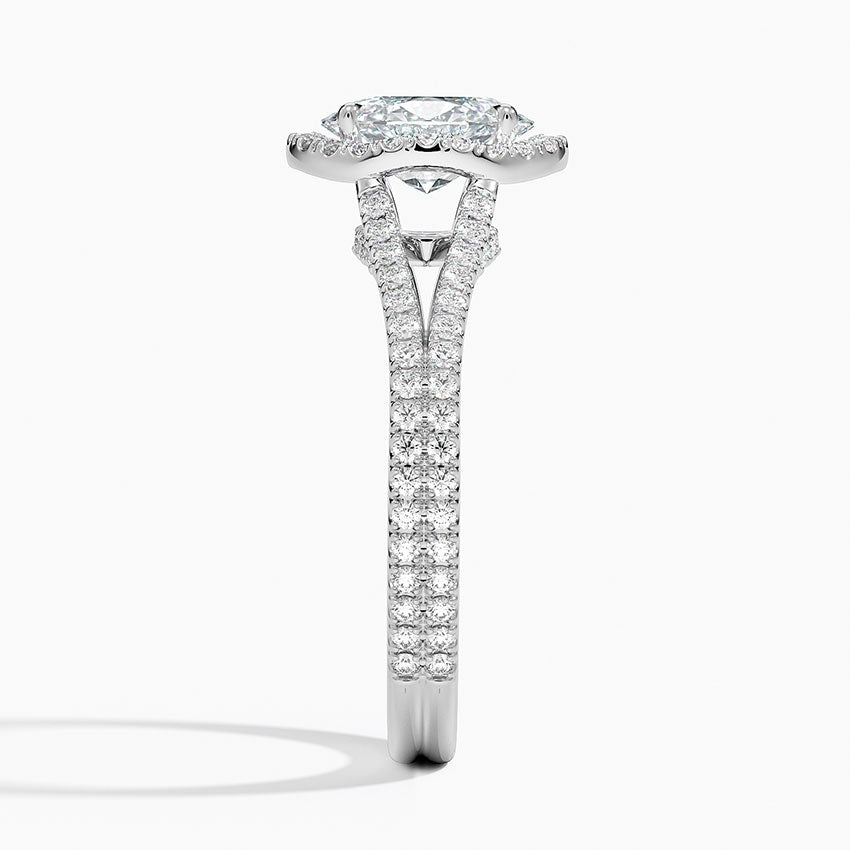 Fortuna Halo Diamond Ring (1/2 ct. tw.) Platinum Oval Engagement Ring