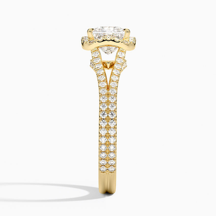 Fortuna Halo Diamond Ring (1/2 ct. tw.) Yellow Gold 18k Princess Engagement Ring