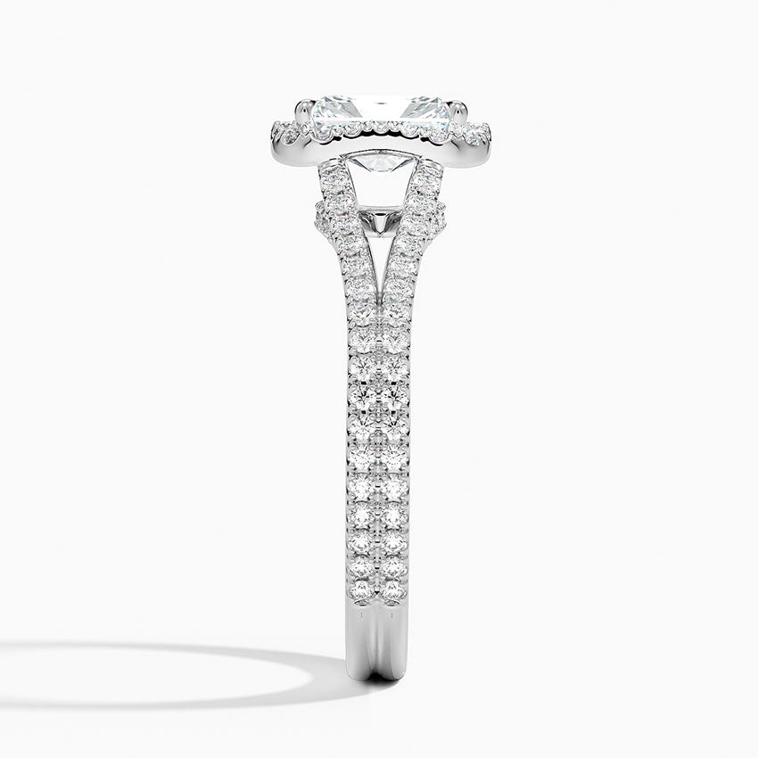 Fortuna Halo Diamond Ring (1/2 ct. tw.) Platinum Radiant Engagement Ring