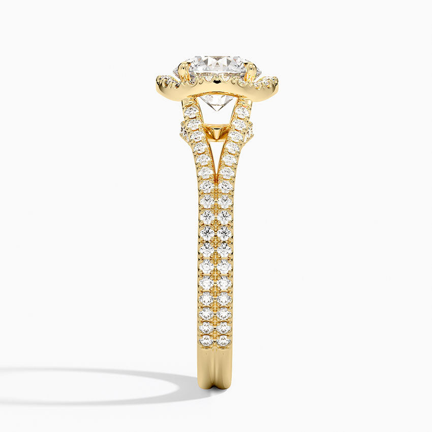 Fortuna Halo Diamond Ring (1/2 ct. tw.) Yellow Gold 18k Round Engagement Ring