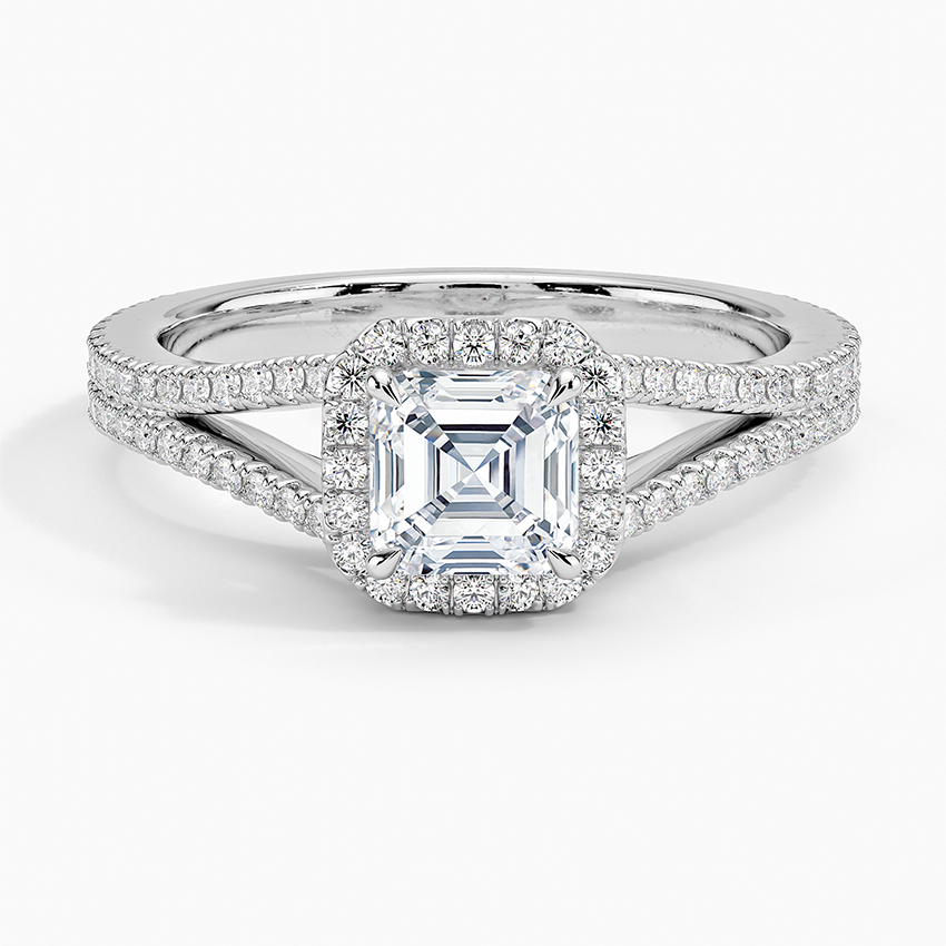 Fortuna Halo Diamond Ring (1/2 ct. tw.) Platinum Asscher Engagement Ring