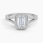 Fortuna Halo Diamond Ring (1/2 ct. tw.) Platinum Emerald Engagement Ring