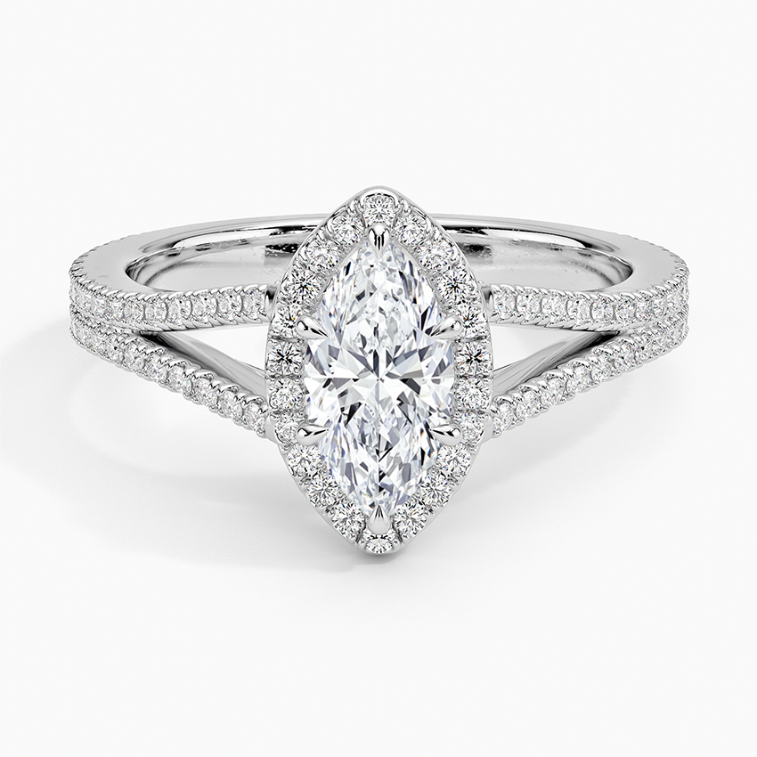 Fortuna Halo Diamond Ring (1/2 ct. tw.) Platinum Marquise Engagement Ring
