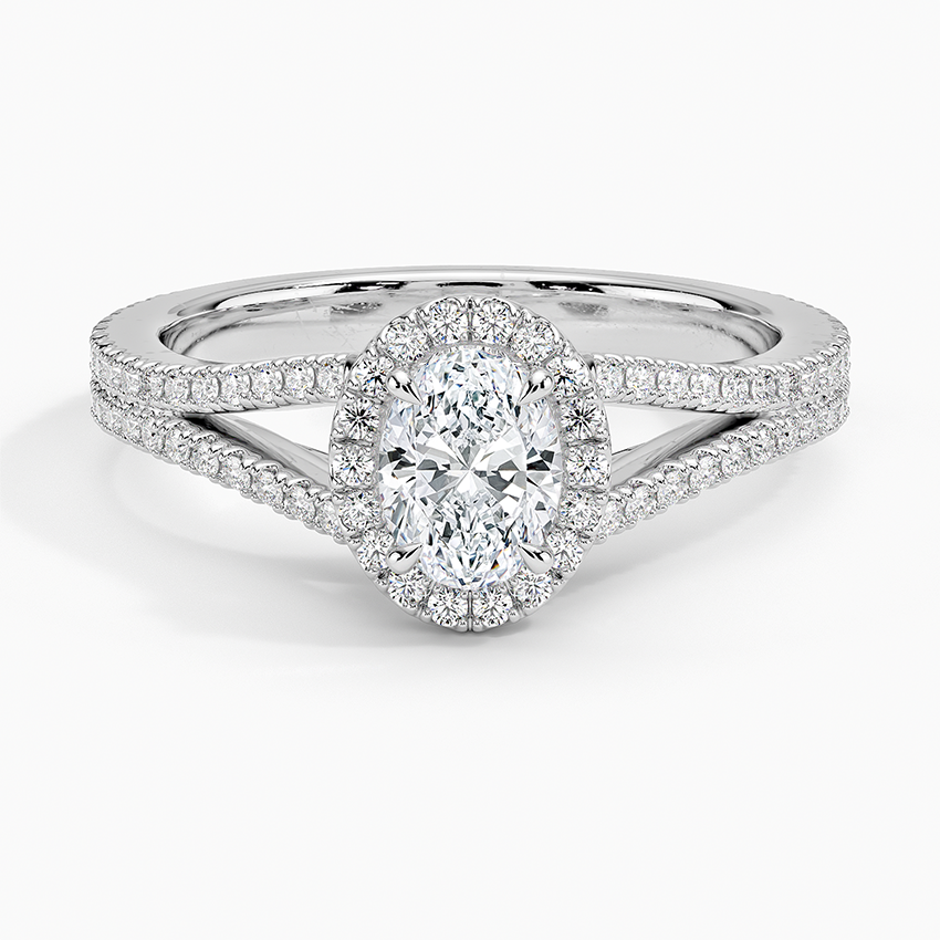 Fortuna Halo Diamond Ring (1/2 ct. tw.) Platinum Oval Engagement Ring