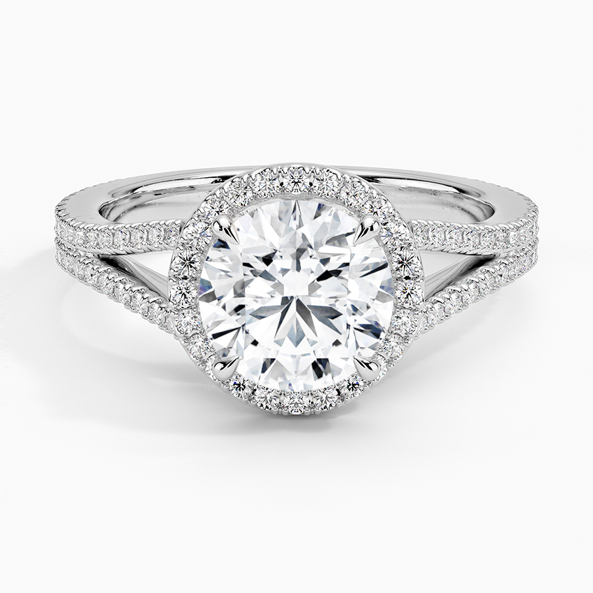Fortuna Halo Diamond Ring (1/2 ct. tw.) Platinum Round Engagement Ring