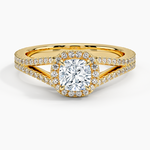 Fortuna Halo Diamond Ring (1/2 ct. tw.) Yellow Gold 18k Cushion Engagement Ring