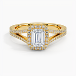 Fortuna Halo Diamond Ring (1/2 ct. tw.) Yellow Gold 18k Emerald Engagement Ring