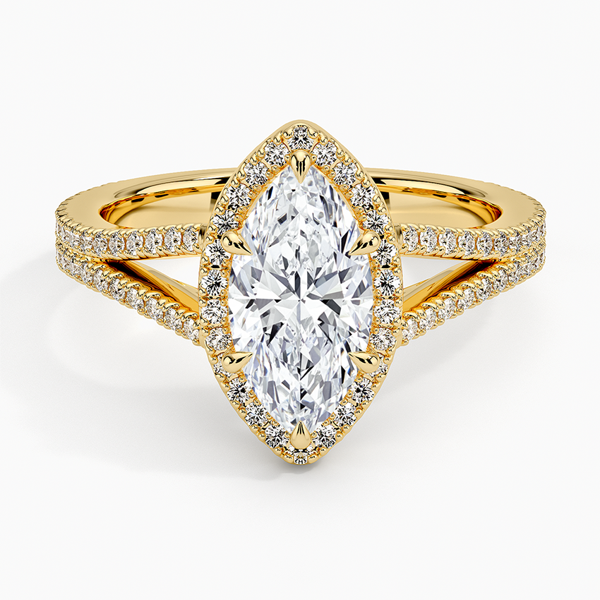 Fortuna Halo Diamond Ring (1/2 ct. tw.) Yellow Gold 18k Marquise Engagement Ring
