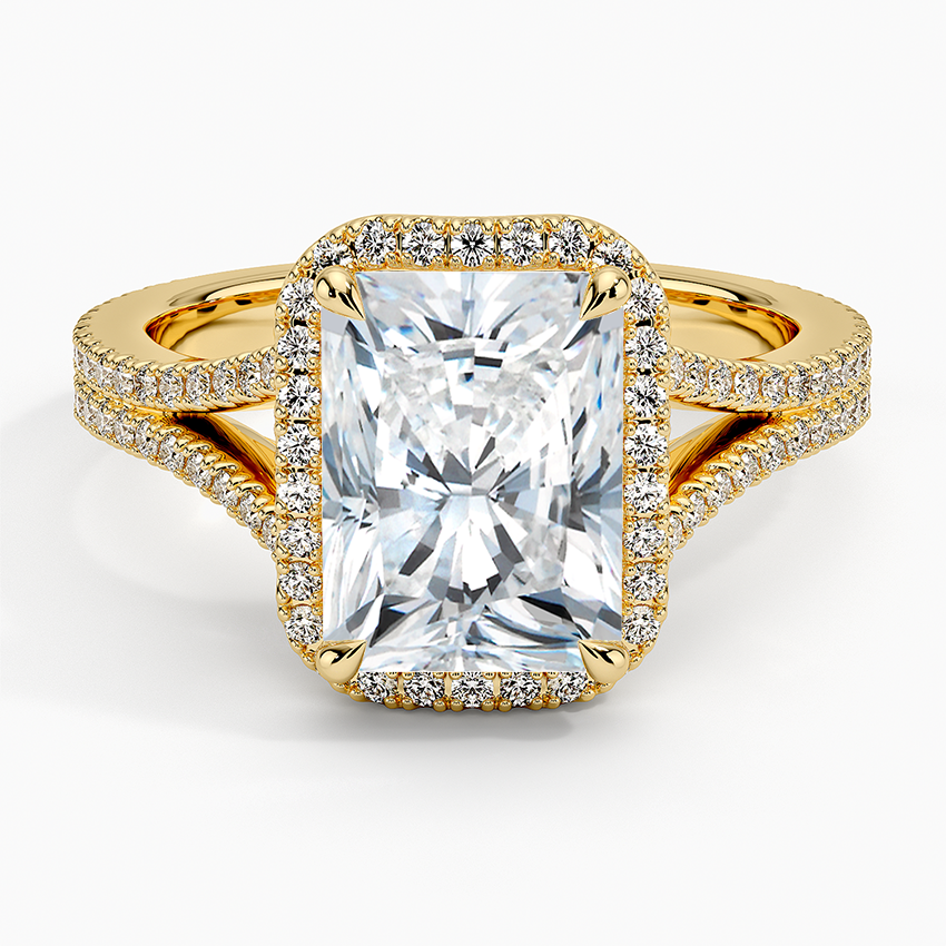 Fortuna Halo Diamond Ring (1/2 ct. tw.) Yellow Gold 18k Radiant Engagement Ring