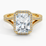 Fortuna Halo Diamond Ring (1/2 ct. tw.) Yellow Gold 18k Radiant Engagement Ring