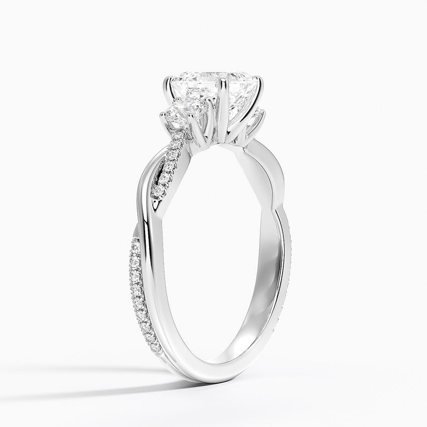 Petite Twisted Vine Three Stone Diamond Ring (2/5 ct. tw.) Platinum Asscher Engagement Ring