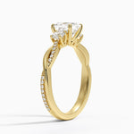 Petite Twisted Vine Three Stone Diamond Ring (2/5 ct. tw.) Yellow Gold 18k Asscher Engagement Ring
