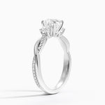 Petite Twisted Vine Three Stone Diamond Ring (2/5 ct. tw.) Platinum Cushion Engagement Ring