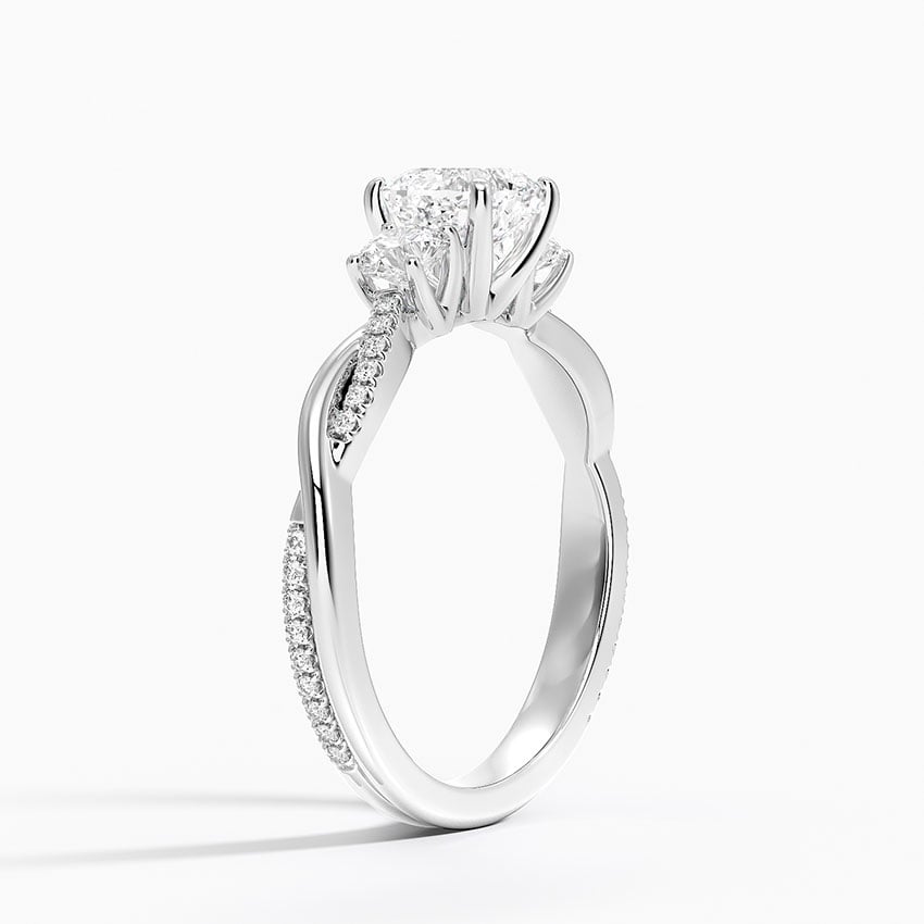 Petite Twisted Vine Three Stone Diamond Ring (2/5 ct. tw.) Platinum Cushion Engagement Ring