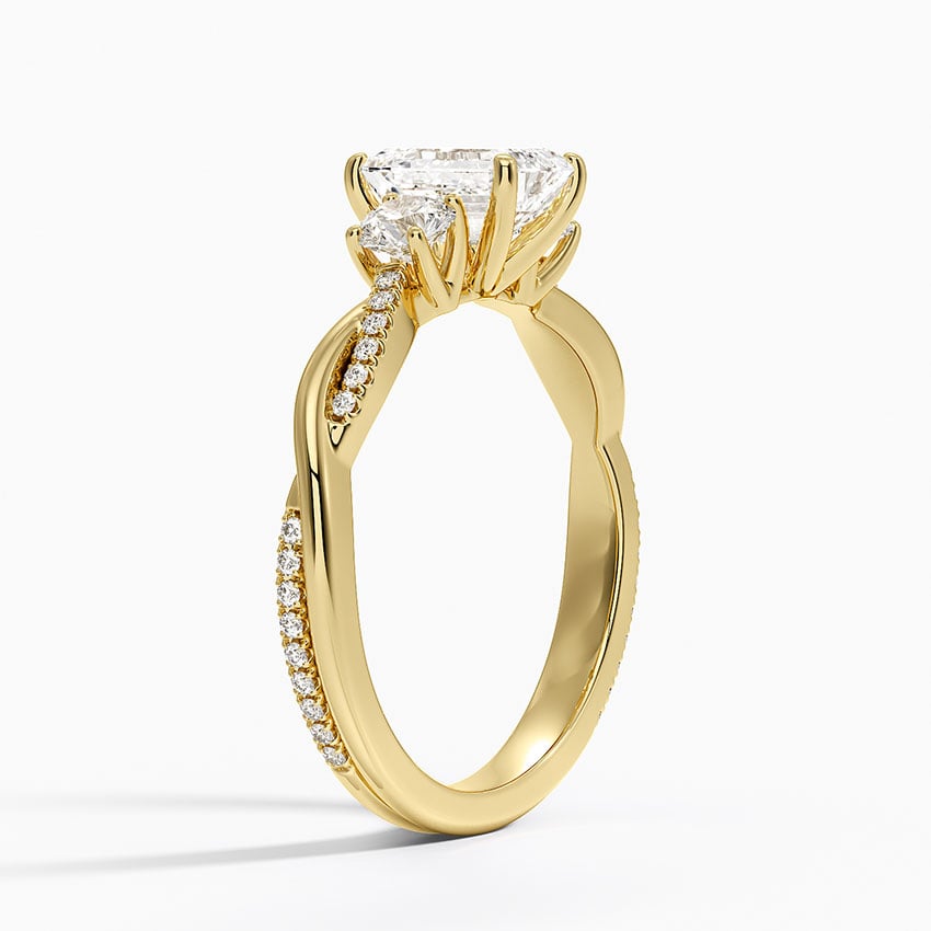 Petite Twisted Vine Three Stone Diamond Ring (2/5 ct. tw.) Yellow Gold 18k Emerald Engagement Ring