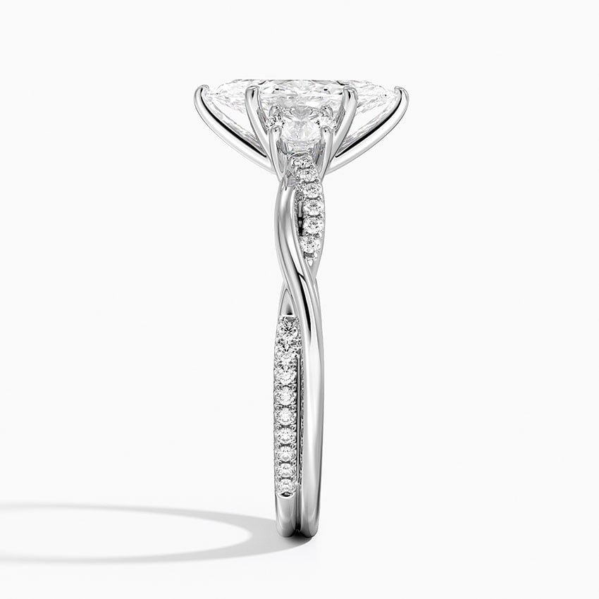 Petite Twisted Vine Three Stone Diamond Ring (2/5 ct. tw.) Platinum Marquise Engagement Ring