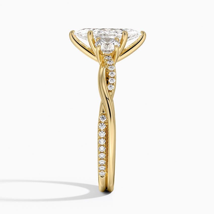 Petite Twisted Vine Three Stone Diamond Ring (2/5 ct. tw.) Yellow Gold 18k Marquise Engagement Ring