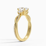 Petite Twisted Vine Three Stone Diamond Ring (2/5 ct. tw.) Yellow Gold 18k Oval Engagement Ring