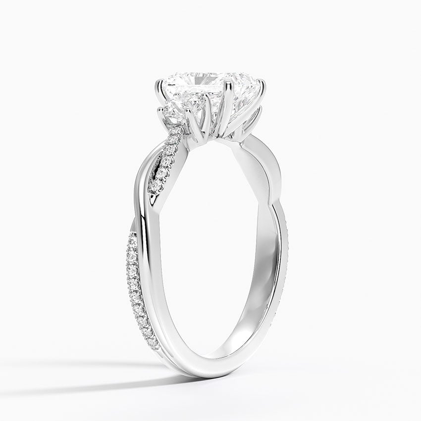 Petite Twisted Vine Three Stone Diamond Ring (2/5 ct. tw.) Platinum Radiant Engagement Ring