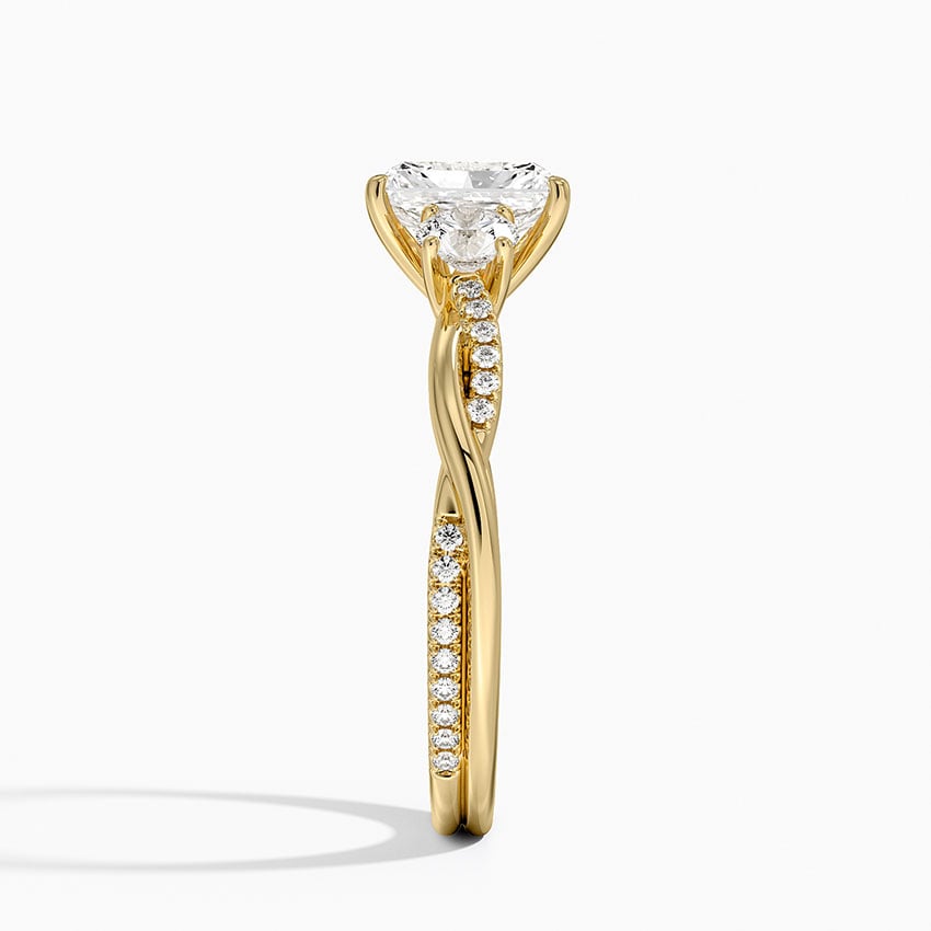 Petite Twisted Vine Three Stone Diamond Ring (2/5 ct. tw.) Yellow Gold 18k Radiant Engagement Ring