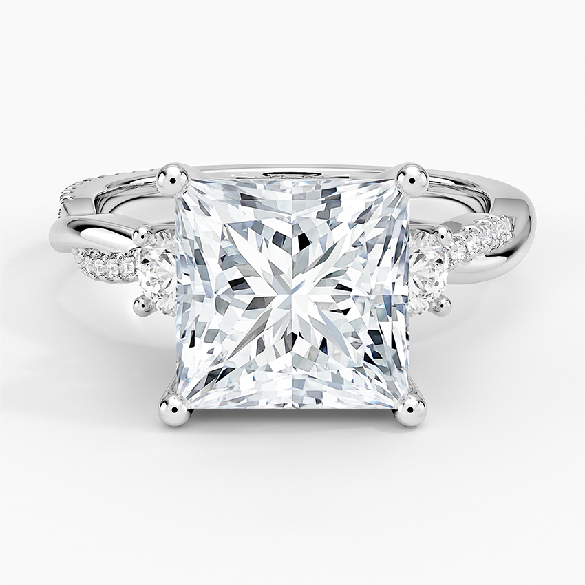 Petite Twisted Vine Three Stone Diamond Ring (2/5 ct. tw.) Platinum Princess Engagement Ring
