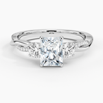 Petite Twisted Vine Three Stone Diamond Ring (2/5 ct. tw.) Platinum Radiant Engagement Ring