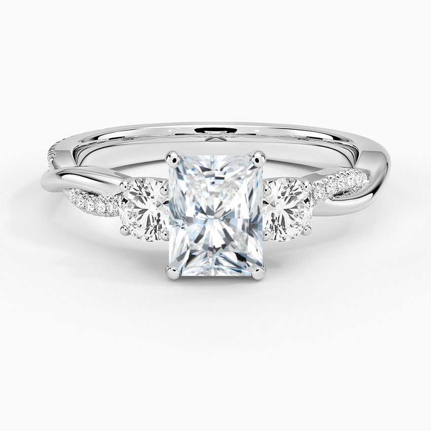 Petite Twisted Vine Three Stone Diamond Ring (2/5 ct. tw.) Platinum Radiant Engagement Ring