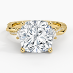 Petite Twisted Vine Three Stone Diamond Ring (2/5 ct. tw.) Yellow Gold 18k Cushion Engagement Ring