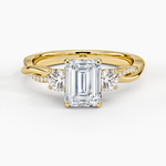 Petite Twisted Vine Three Stone Diamond Ring (2/5 ct. tw.) Yellow Gold 18k Emerald Engagement Ring