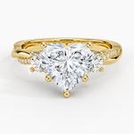 Petite Twisted Vine Three Stone Diamond Ring (2/5 ct. tw.) Yellow Gold 18k Heart Engagement Ring