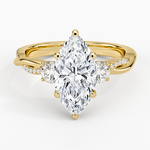 Petite Twisted Vine Three Stone Diamond Ring (2/5 ct. tw.) Yellow Gold 18k Marquise Engagement Ring
