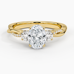 Petite Twisted Vine Three Stone Diamond Ring (2/5 ct. tw.) Yellow Gold 18k Oval Engagement Ring
