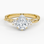 Petite Twisted Vine Three Stone Diamond Ring (2/5 ct. tw.) Yellow Gold 18k Pear Engagement Ring