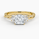 Petite Twisted Vine Three Stone Diamond Ring (2/5 ct. tw.) Yellow Gold 18k Princess Engagement Ring