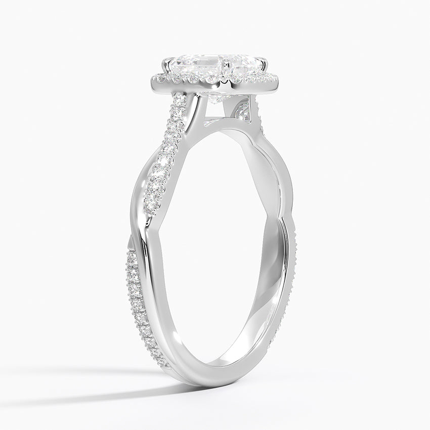 Petite Twisted Vine Halo Diamond Ring (1/4 ct. tw.) Platinum Asscher Engagement Ring