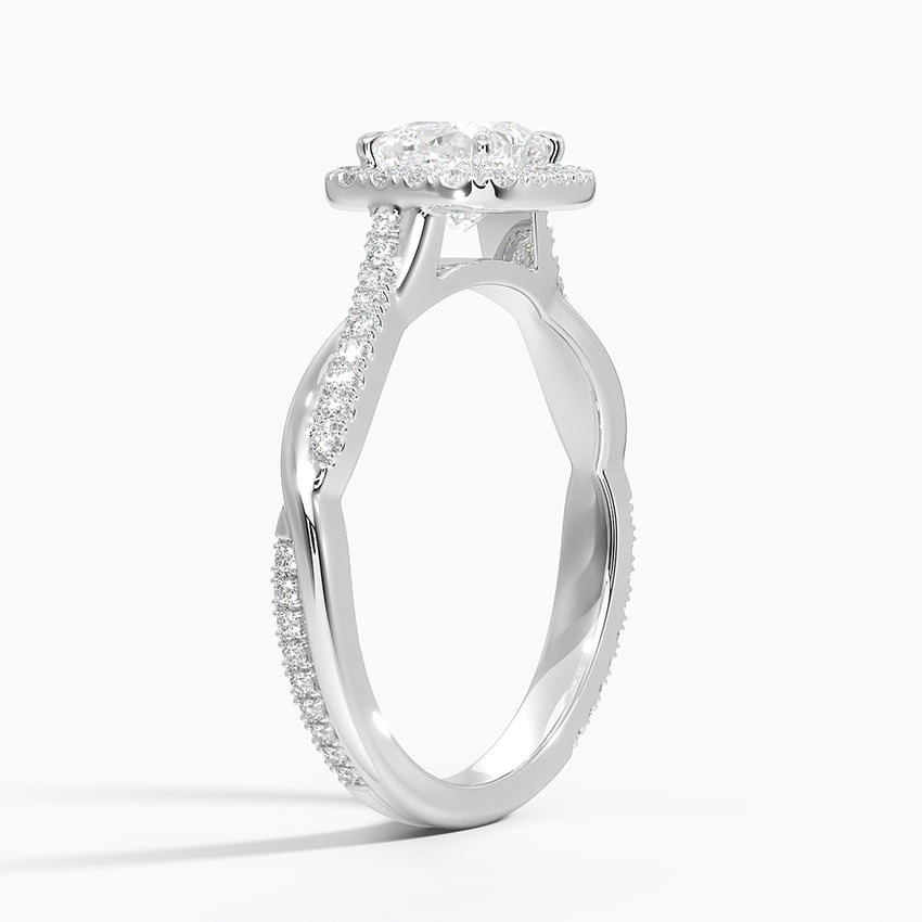 Petite Twisted Vine Halo Diamond Ring (1/4 ct. tw.) Platinum Cushion Engagement Ring