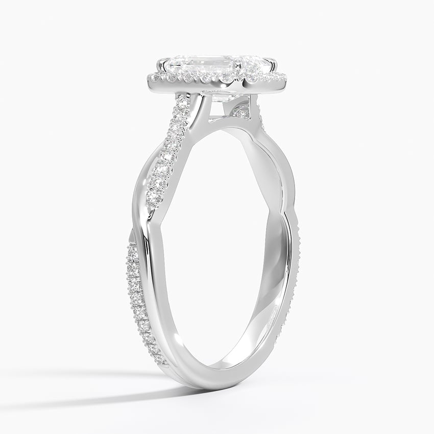 Petite Twisted Vine Halo Diamond Ring (1/4 ct. tw.) Platinum Emerald Engagement Ring