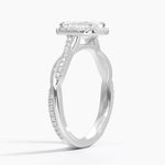 Petite Twisted Vine Halo Diamond Ring (1/4 ct. tw.) Platinum Emerald Engagement Ring