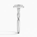 Petite Twisted Vine Halo Diamond Ring (1/4 ct. tw.) Platinum Emerald Engagement Ring