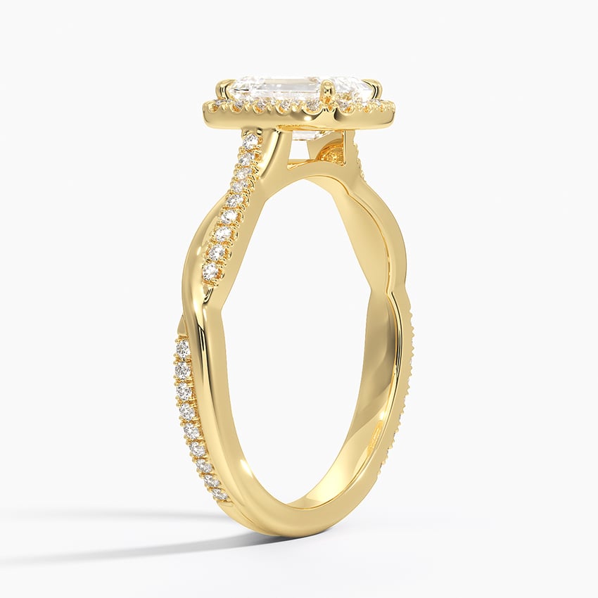 Petite Twisted Vine Halo Diamond Ring (1/4 ct. tw.) Yellow Gold 18k Emerald Engagement Ring
