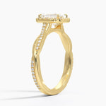 Petite Twisted Vine Halo Diamond Ring (1/4 ct. tw.) Yellow Gold 18k Emerald Engagement Ring