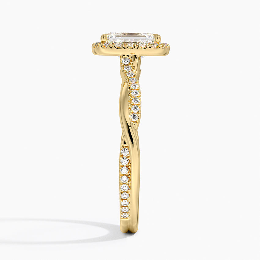 Petite Twisted Vine Halo Diamond Ring (1/4 ct. tw.) Yellow Gold 18k Emerald Engagement Ring