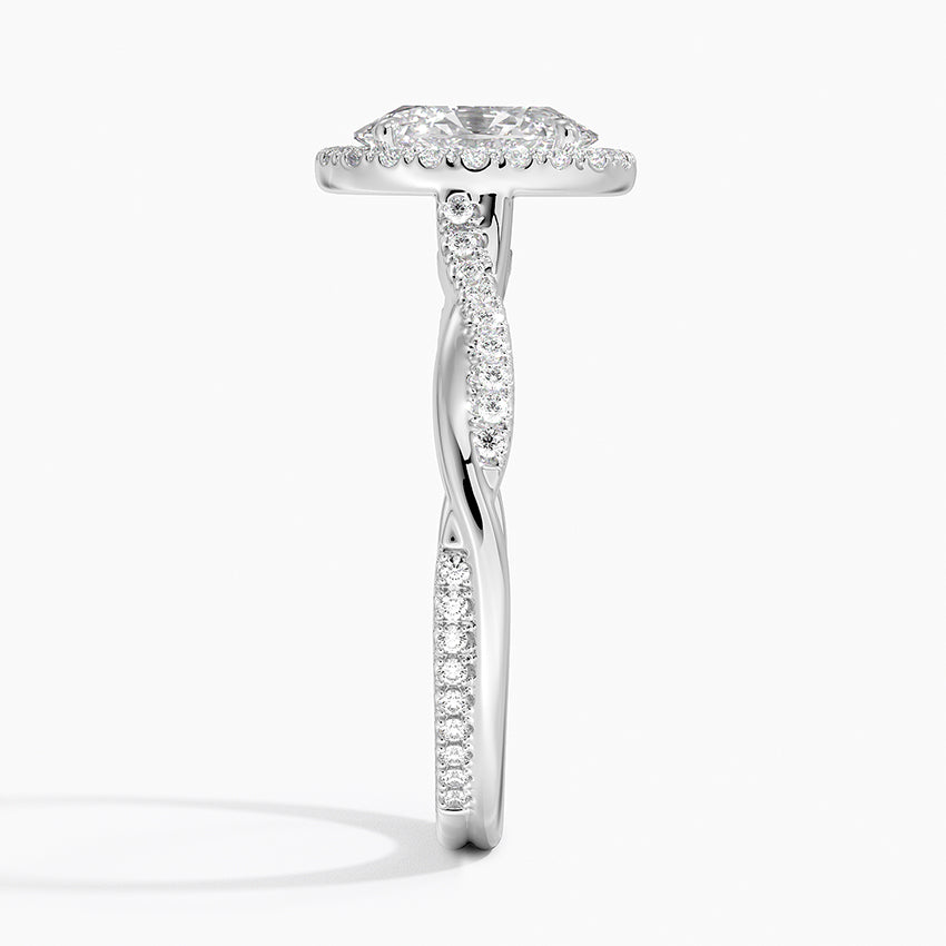 Petite Twisted Vine Halo Diamond Ring (1/4 ct. tw.) Platinum Oval Engagement Ring