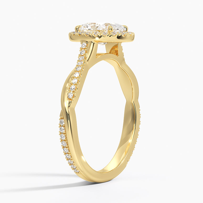 Petite Twisted Vine Halo Diamond Ring (1/4 ct. tw.) Yellow Gold 18k Oval Engagement Ring